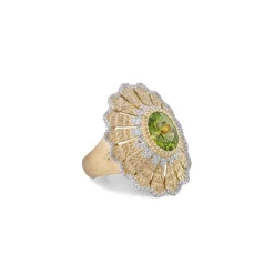 Buccellati MACRI COLOR YELLOW AND WHITE GOLD RING WITH PERIDOT