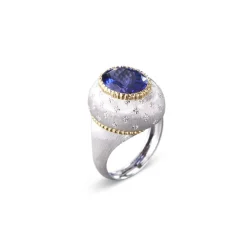 Buccellati MACRI COLOR YELLOW AND WHITE GOLD RING WITH TANZANITE