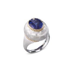 Buccellati MACRI COLOR YELLOW AND WHITE GOLD RING WITH TANZANITE
