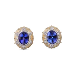 Buccellati MACRI COLOR YELLOW AND WHITE GOLD EARRINGS WITH TANZANITE
