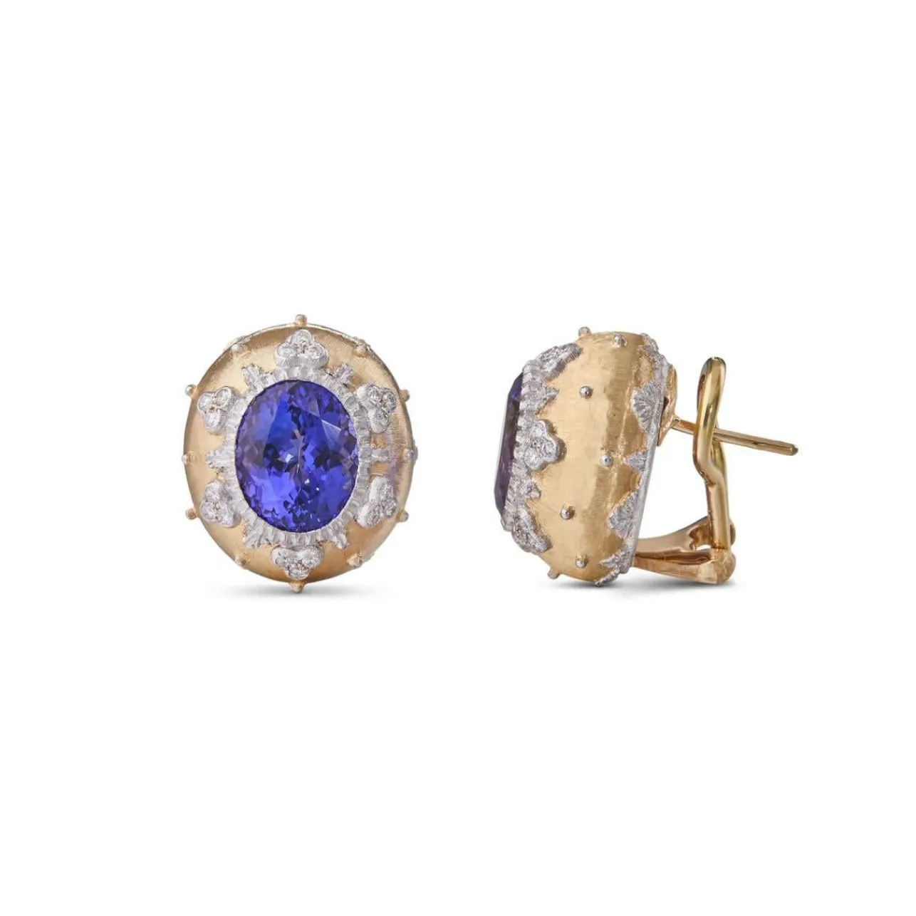 Buccellati MACRI COLOR YELLOW AND WHITE GOLD EARRINGS WITH TANZANITE