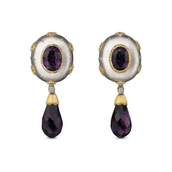 Buccellati MACRI COLOR YELLOW AND WHITE GOLD EARRINGS WITH AMETYST