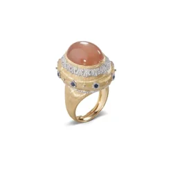 Buccellati MACRI COLOR YELLOW GOLD RING WITH MOONSTONE AND SAPPHIRES