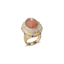 Buccellati MACRI COLOR YELLOW GOLD RING WITH MOONSTONE AND SAPPHIRES