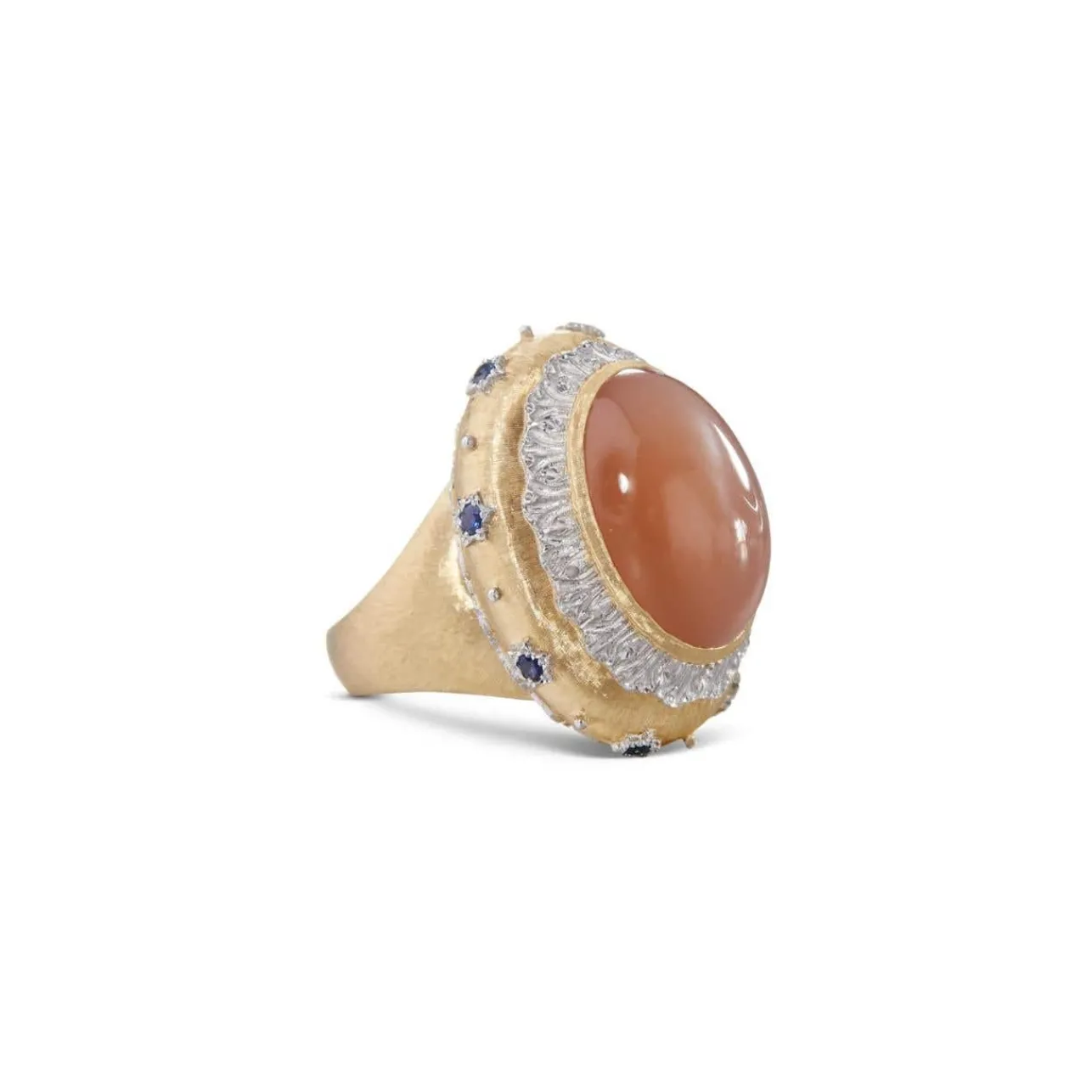 Buccellati MACRI COLOR YELLOW GOLD RING WITH MOONSTONE AND SAPPHIRES