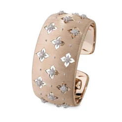 Buccellati MACRI GIGLIO PINK AND WHITE GOLD BAND BRACELET WITH DIAMONDS