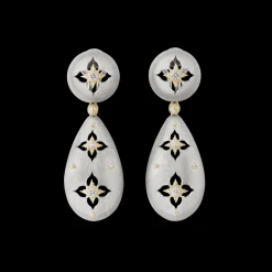 Buccellati MACRI GIGLIO WHITE AND YELLOW GOLD EARRINGS WITH DIAMONDS