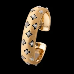 Buccellati MACRI GIGLIO YELLOW AND WHITE GOLD BAND BRACELET WITH DIAMONDS