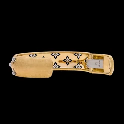 Buccellati MACRI GIGLIO YELLOW AND WHITE GOLD BAND BRACELET WITH DIAMONDS