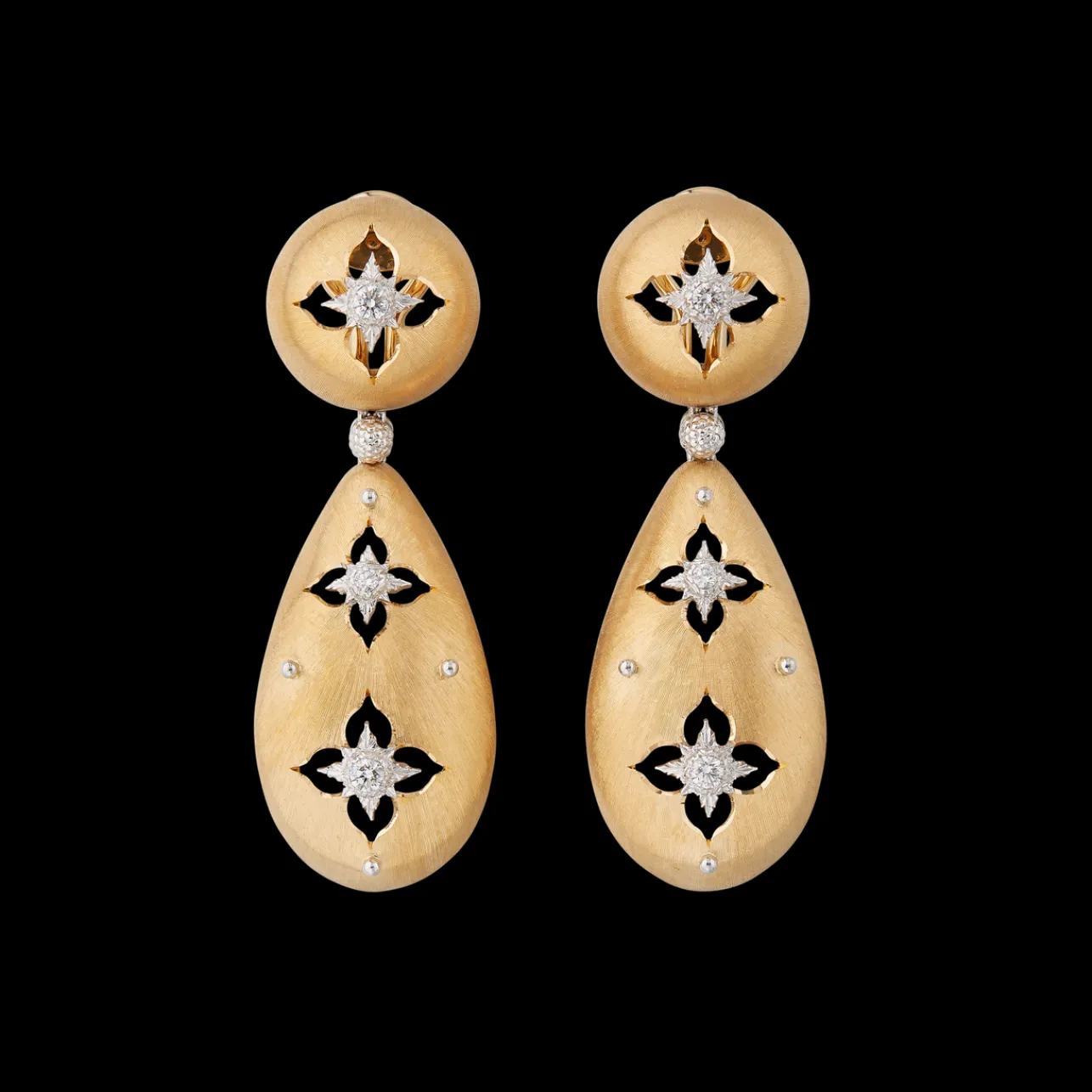 Buccellati MACRI GIGLIO YELLOW AND WHITE GOLD EARRINGS WITH DIAMONDS
