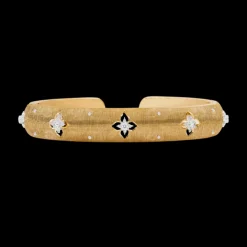 Buccellati MACRI GIGLIO YELLOW AND WHITE RIGATO GOLD BRACELET WITH DIAMONDS