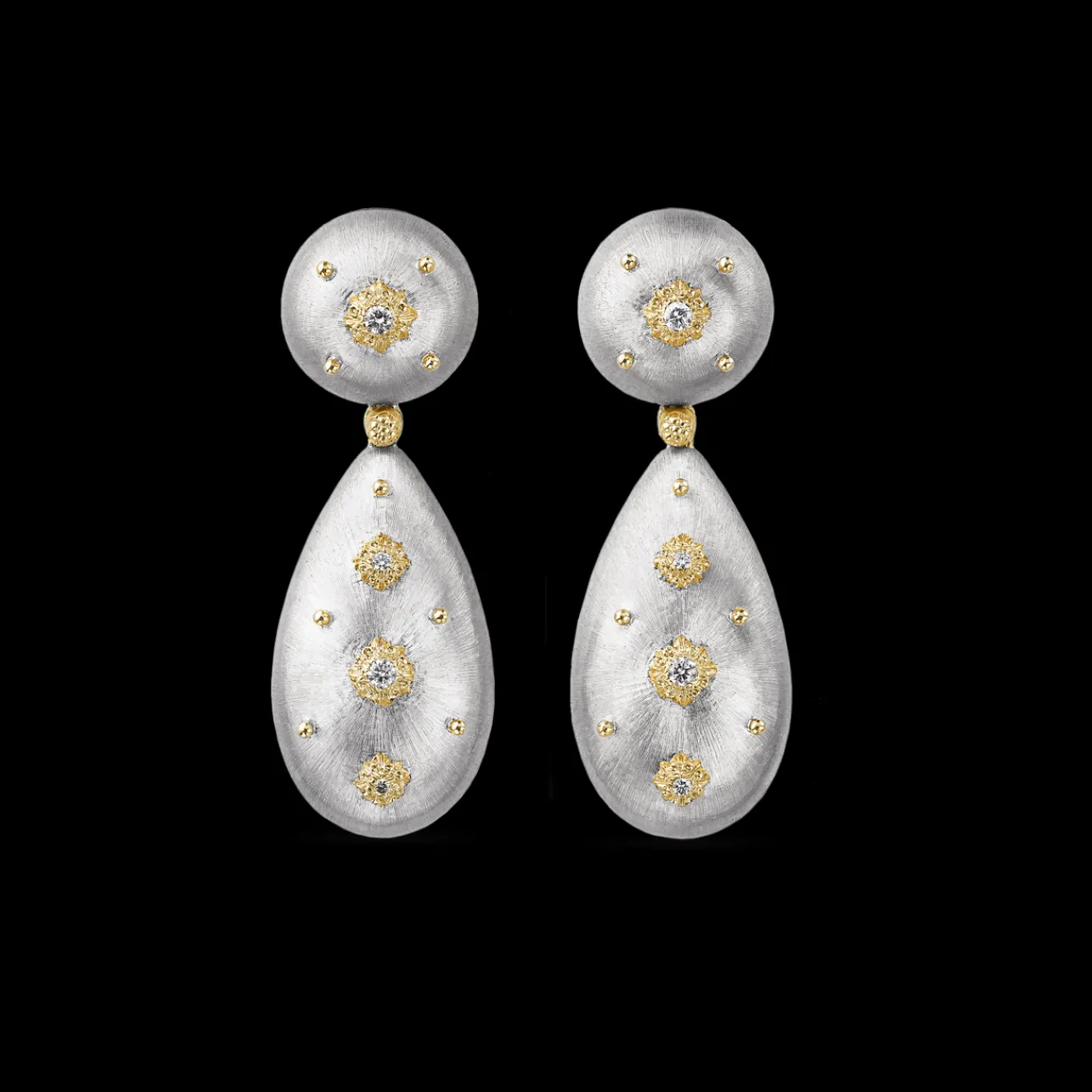 Buccellati MACRI WHITE AND YELLOW GOLD RIGATO EARRINGS