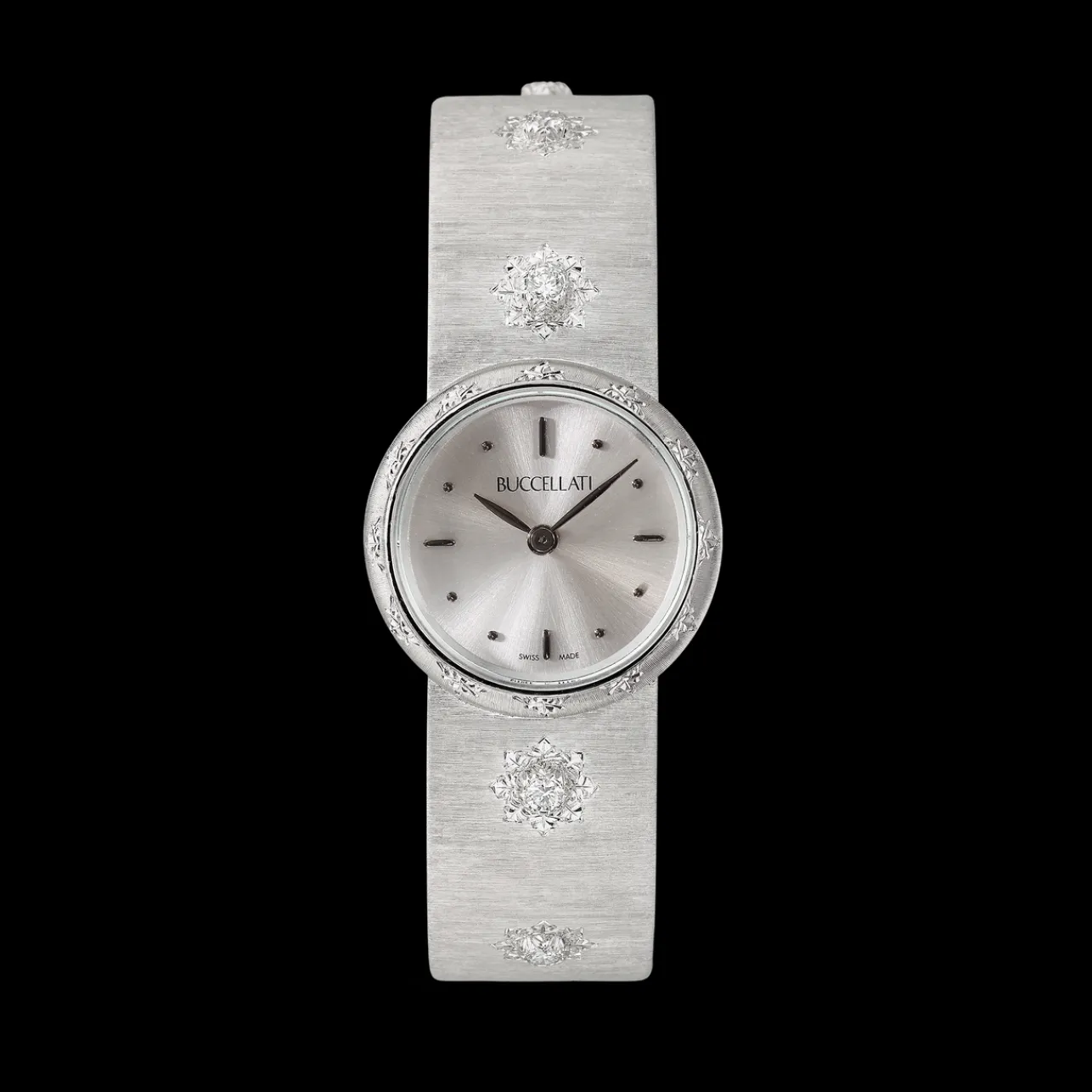 Buccellati MACRI WHITE GOLD RIGATO WATCH WITH DIAMONDS