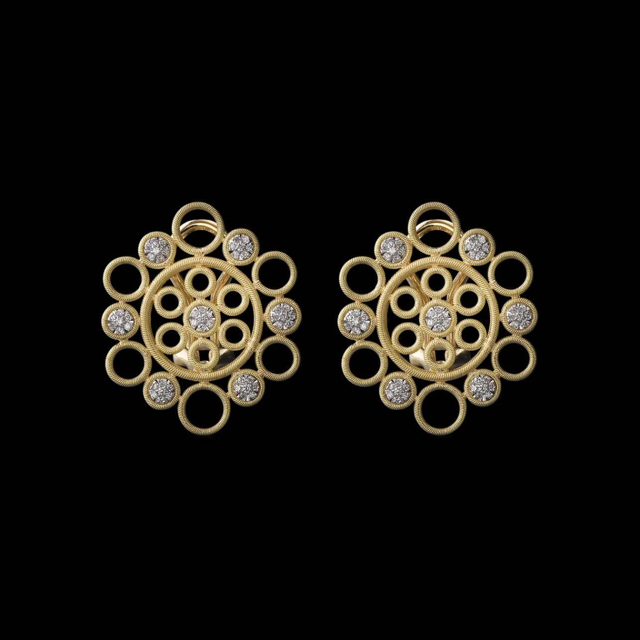 Buccellati MARIA YELLOW AND WHITE GOLD SET EARRINGS WITH DIAMONDS