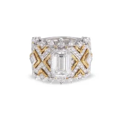 Buccellati MOSAICO WHITE AND YELLOW GOLD RING WITH DIAMONDS