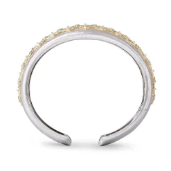 Buccellati MOSAICO WHITE AND YELLOW GOLD EMERALD CUFF BRACELET