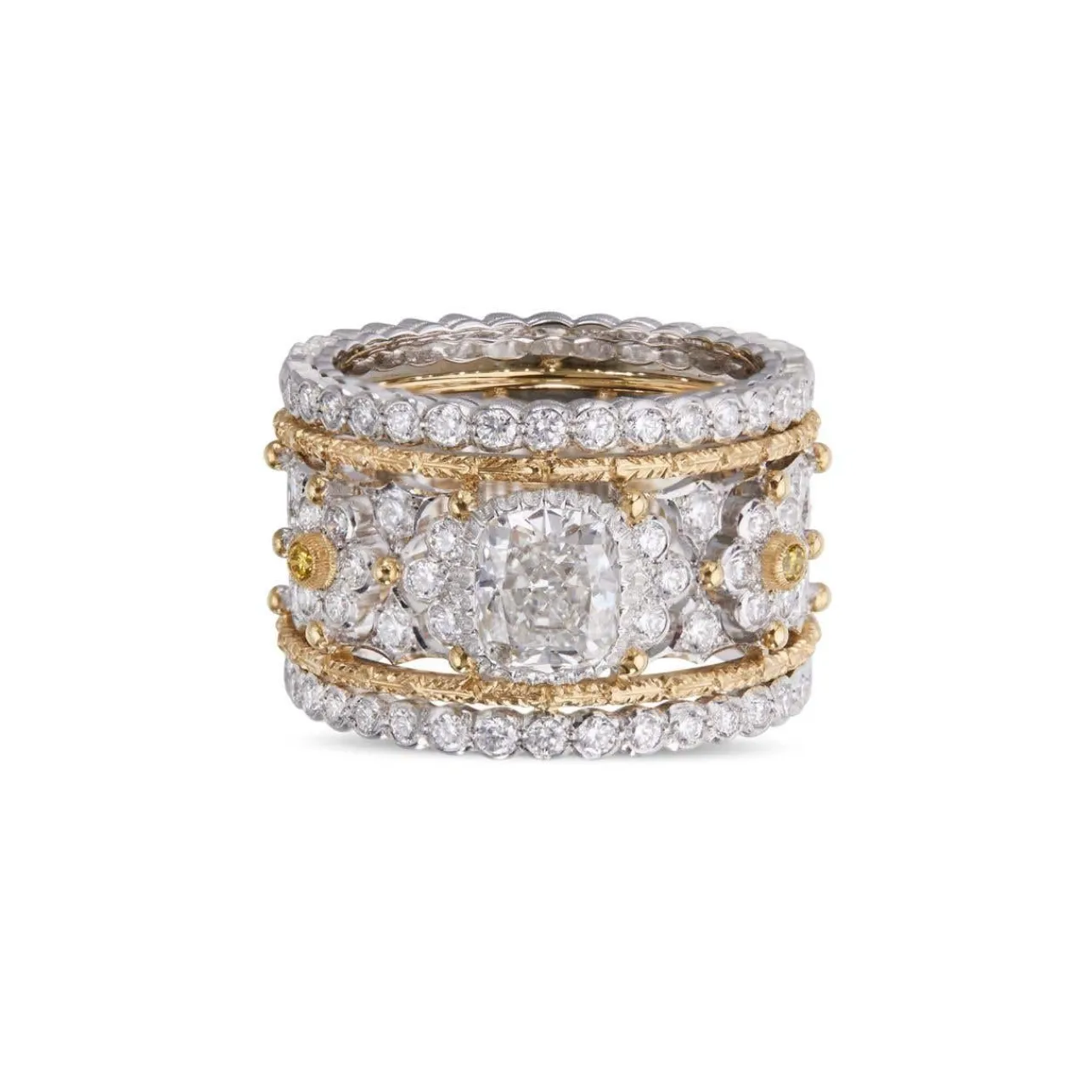 Buccellati MOSAICO WHITE AND YELLOW GOLD RING