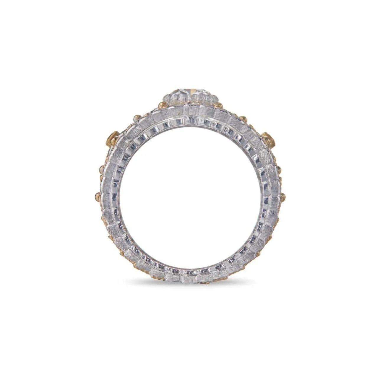 Buccellati MOSAICO WHITE AND YELLOW GOLD RING