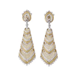 Buccellati MOSAICO WHITE AND YELLOW GOLD EARRINGS WITH DIAMONDS