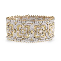 Buccellati MOSAICO YELLOW AND WHITE GOLD BRACELET WITH FANCY DIAMONDS