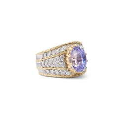 Buccellati MOSAICO YELLOW AND WHITE GOLD RING WITH ROUND DIAMONDS