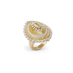 Buccellati MOSAICO YELLOW AND WHITE GOLD RING WITH FANCY DIAMONDS