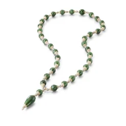 Buccellati OMBELICALI WHITE AND YELLOW GOLD NECKLACE WITH JADE