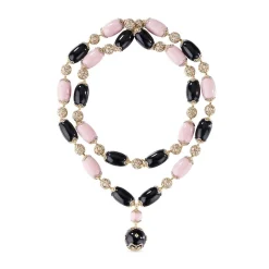 Buccellati OMBELICALI YELLOW AND WHITE GOLD NECKLACE WITH ONYX