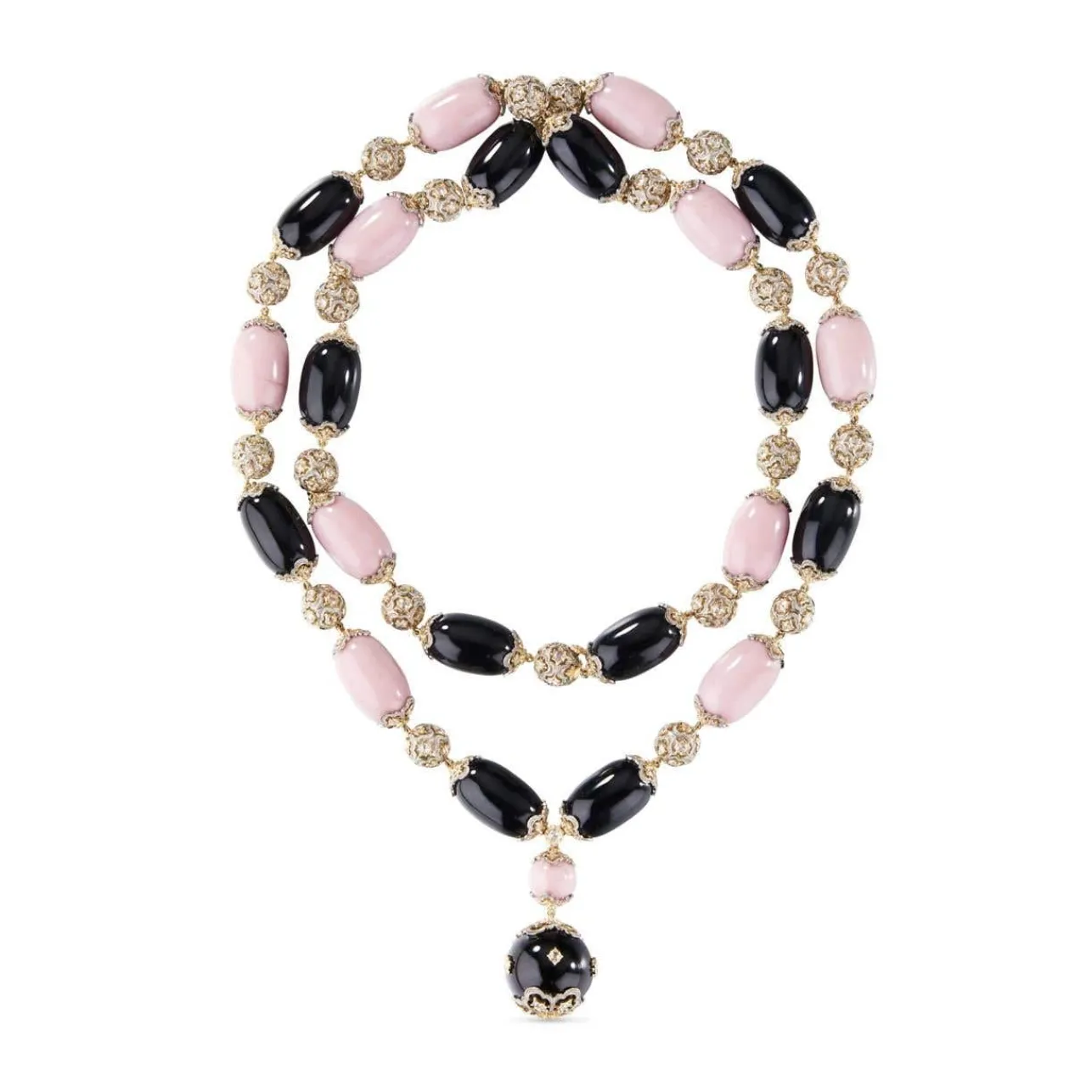 Buccellati OMBELICALI YELLOW AND WHITE GOLD NECKLACE WITH ONYX