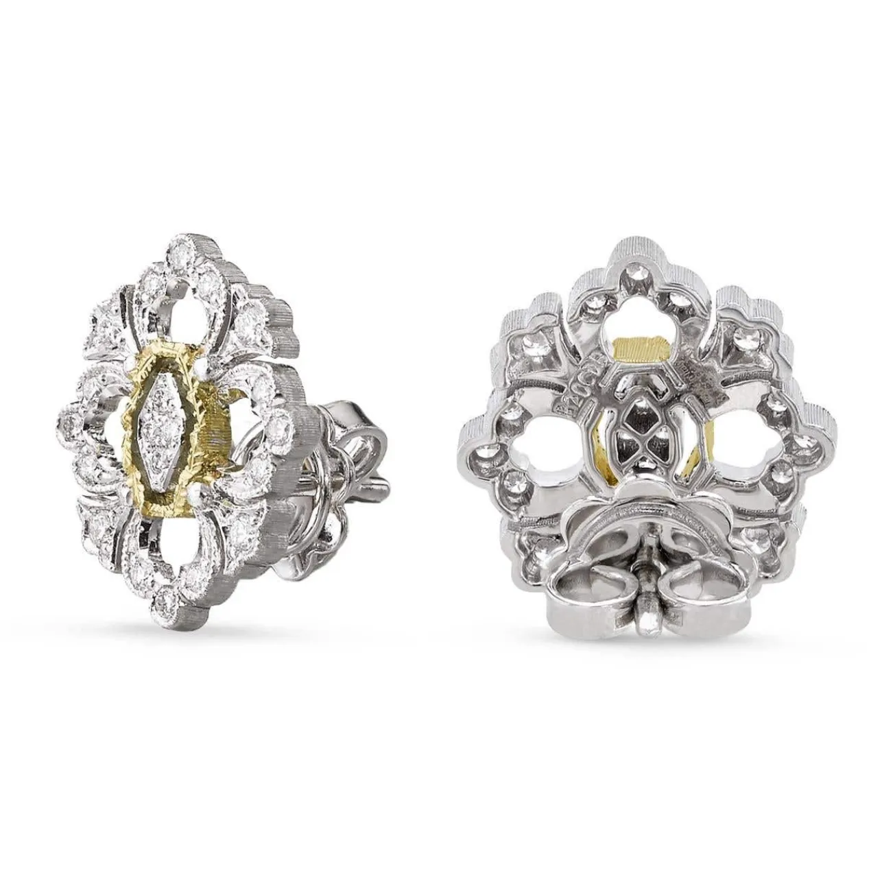 Buccellati OPERA FULL PAVE' WHITE AND YELLOW GOLD EARRINGS WITH DIAMONDS