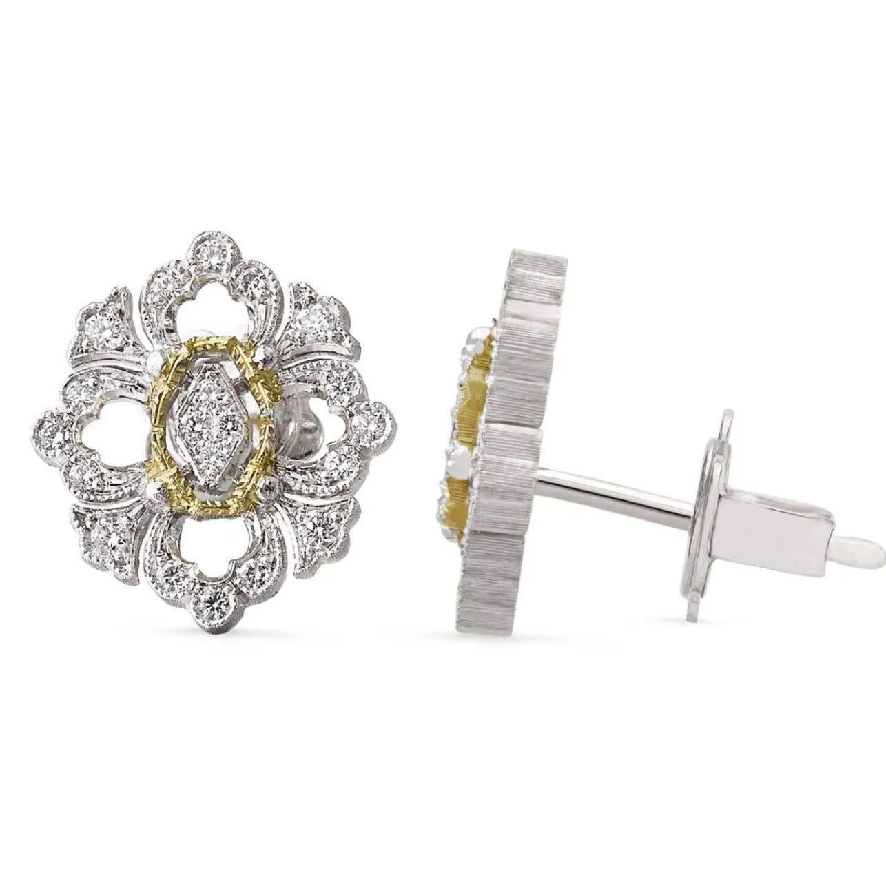 Buccellati OPERA FULL PAVE' WHITE AND YELLOW GOLD EARRINGS WITH DIAMONDS