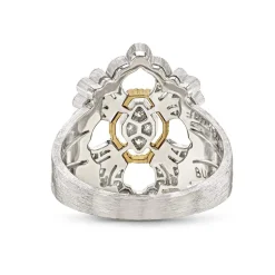 Buccellati OPERA FULL PAVE' WHITE AND YELLOW GOLD RING
