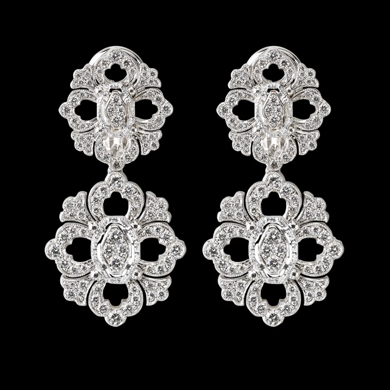 Buccellati OPERA FULL PAVE' WHITE GOLD SET EARRINGS WITH DIAMONDS