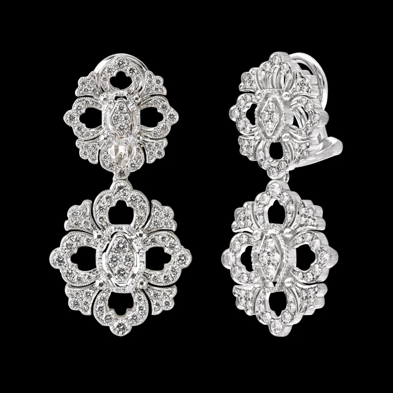 Buccellati OPERA FULL PAVE' WHITE GOLD SET EARRINGS WITH DIAMONDS