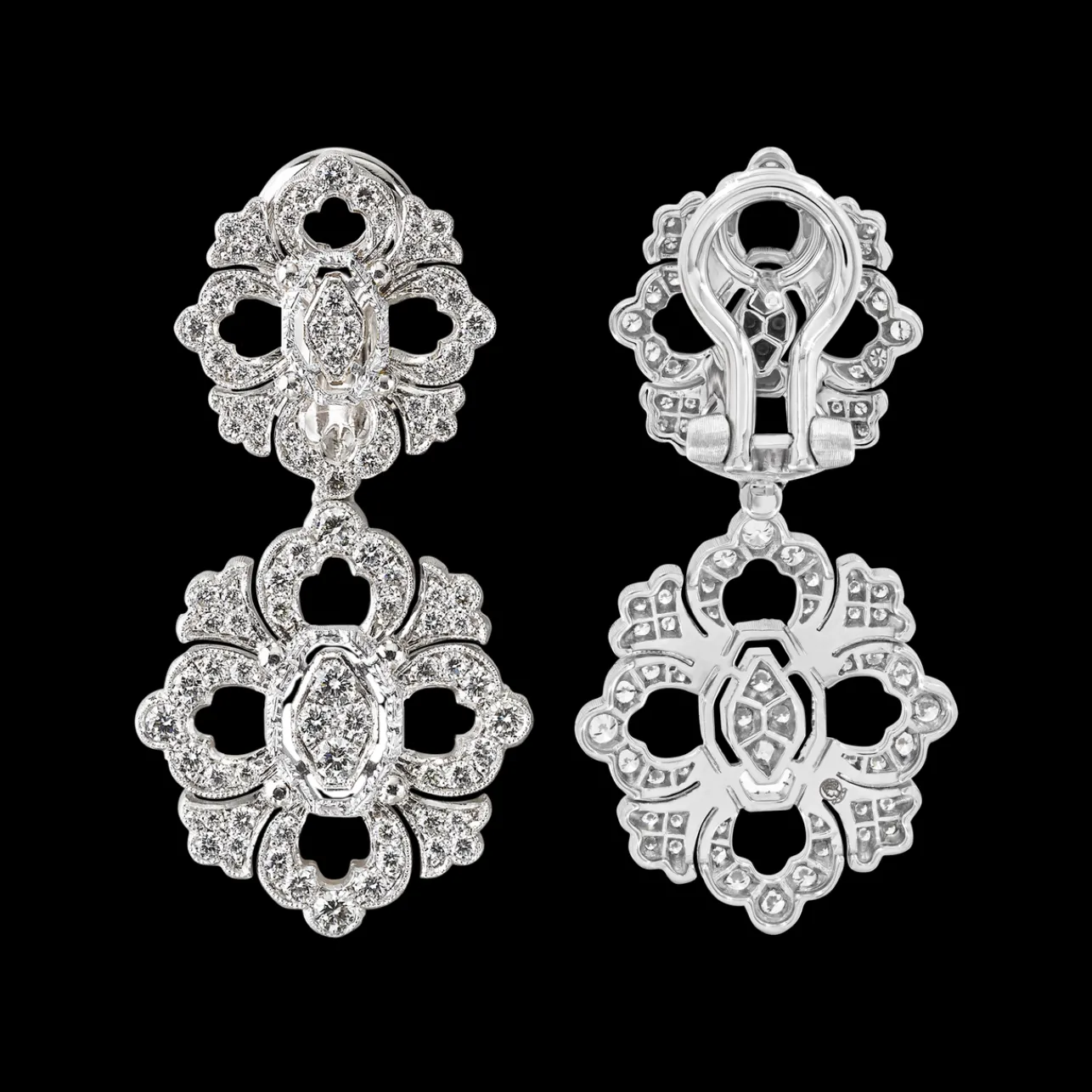Buccellati OPERA FULL PAVE' WHITE GOLD SET EARRINGS WITH DIAMONDS
