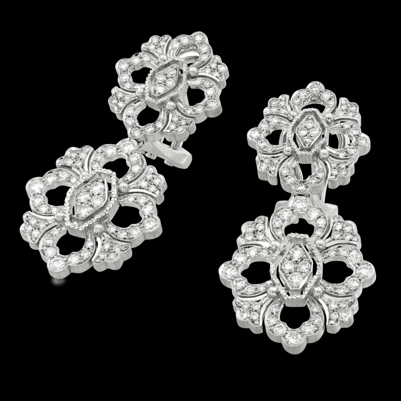 Buccellati OPERA FULL PAVE' WHITE GOLD SET EARRINGS WITH DIAMONDS