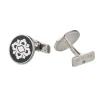 Buccellati OPERA SILVER CUFFLINKS WITH GREEN ENAMEL