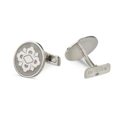 Buccellati OPERA SILVER CUFFLINKS WITH WHITE ENAMEL