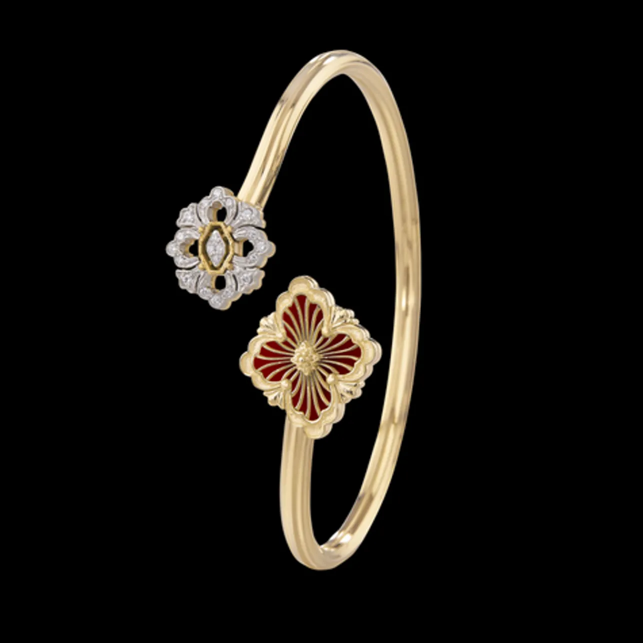Buccellati OPERA TULLE AND WHITE GOLD BRACELET WITH RED ENAMEL BACKGROUND