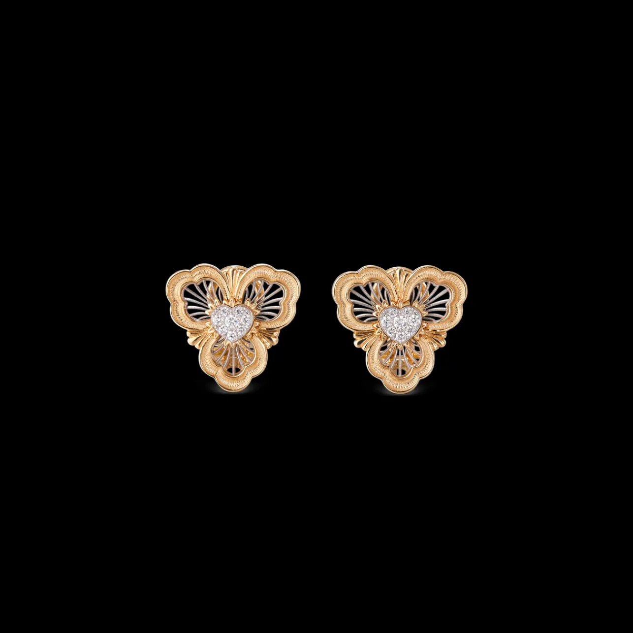 Buccellati OPERA TULLE EARRINGS IN YELLOW AND WHITE GOLD WITH DIAMONDS