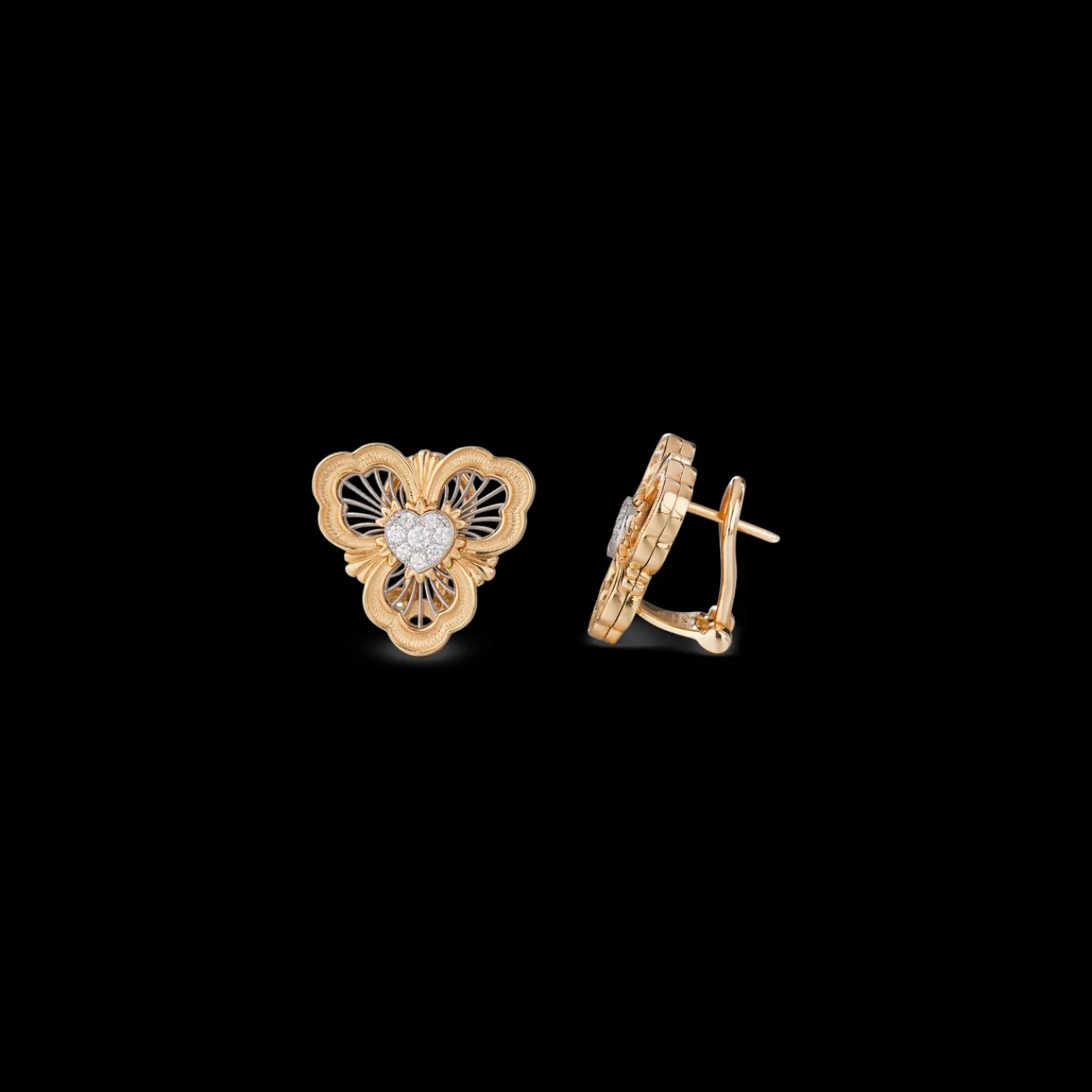 Buccellati OPERA TULLE EARRINGS IN YELLOW AND WHITE GOLD WITH DIAMONDS