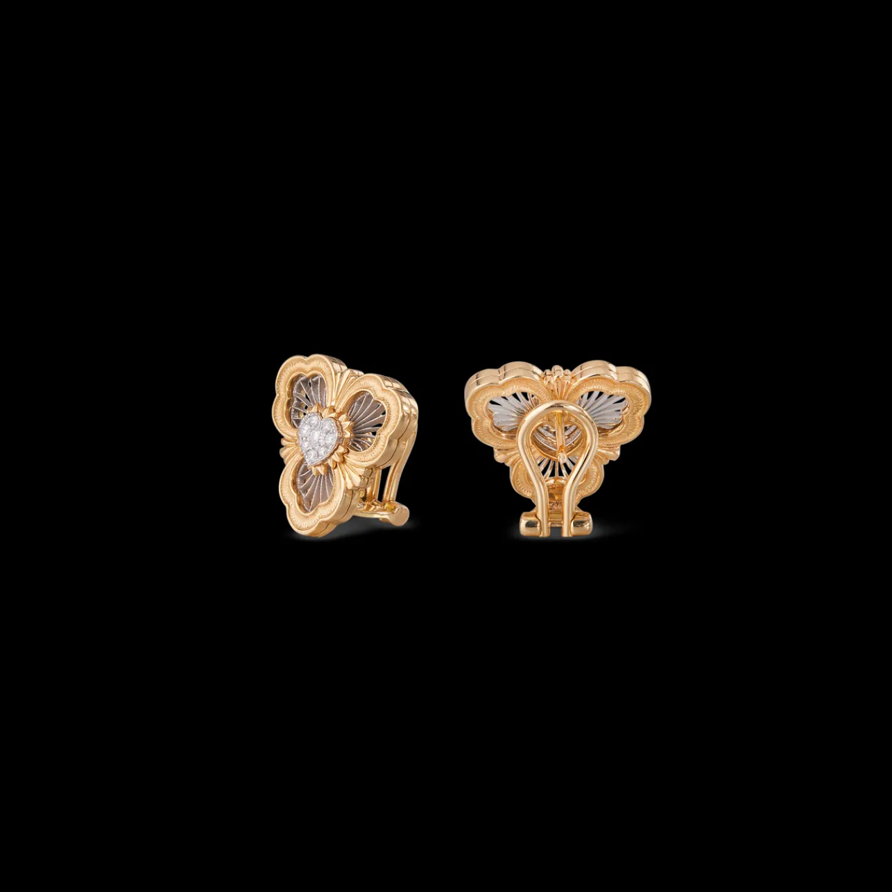 Buccellati OPERA TULLE EARRINGS IN YELLOW AND WHITE GOLD WITH DIAMONDS