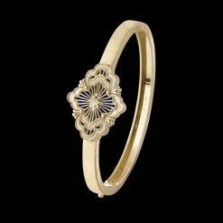 Buccellati OPERA TULLE GOLD BANGLE BRACELET WITH BLUE ENAMEL BACKGROUND