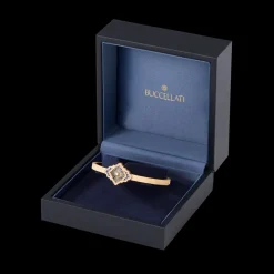 Buccellati OPERA TULLE GOLD BANGLE BRACELET WITH BLUE ENAMEL BACKGROUND