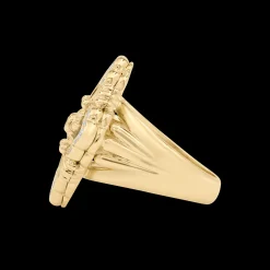 Buccellati OPERA TULLE GOLD RING WITH GREEN ENAMEL BACKGROUND AND RADIAL TULLE