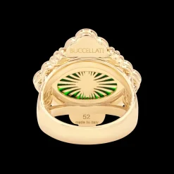Buccellati OPERA TULLE GOLD RING WITH GREEN ENAMEL BACKGROUND AND RADIAL TULLE
