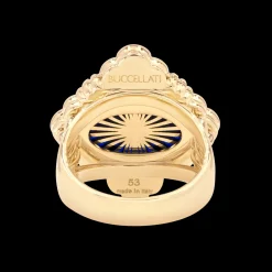 Buccellati OPERA TULLE GOLD RING WITH BLUE ENAMELED ELEMENT AND TULLE PATTERN