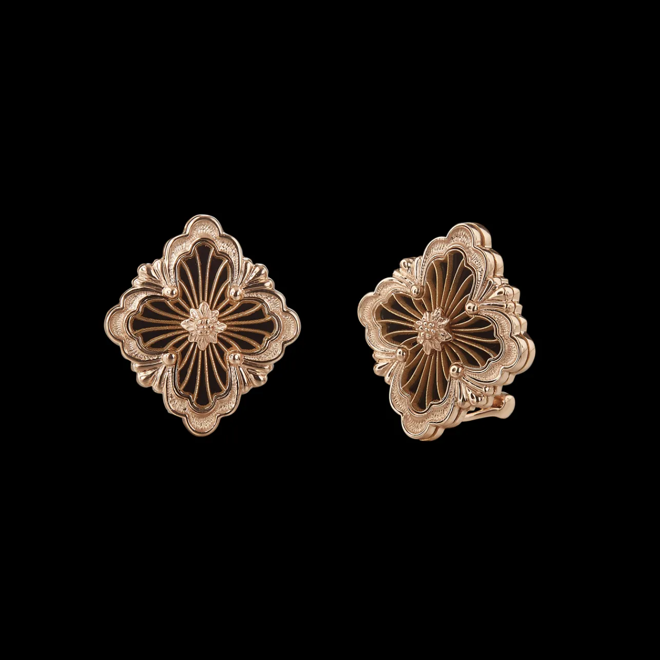 Buccellati OPERA TULLE PINK GOLD EARRINGS WITH ONYX