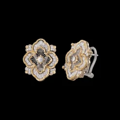 Buccellati OPERA TULLE WHITE AND YELLOW GOLD PREMIUM EARRINGS WITH DIAMONDS