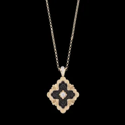 Buccellati OPERA TULLE YELLOW AND WHITE GOLD MAXI PENDANT WITH DIAMONDS